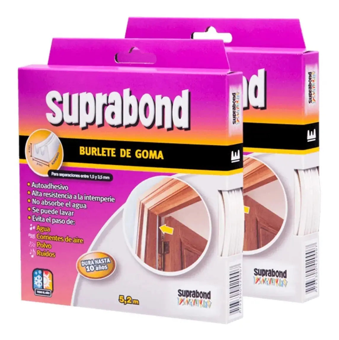 Burlete Autoadhesivo Suprabond de Goma Perfil E Color Marrón Suprabond