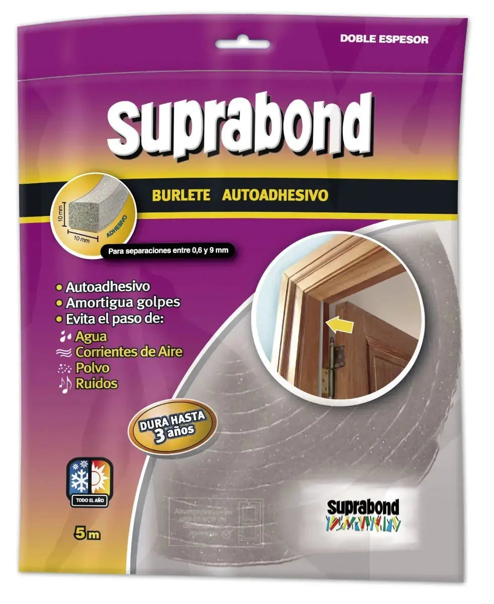 Burlete Suprabond Goma Espuma Doble Espesor Gris 5 Metros Suprabond