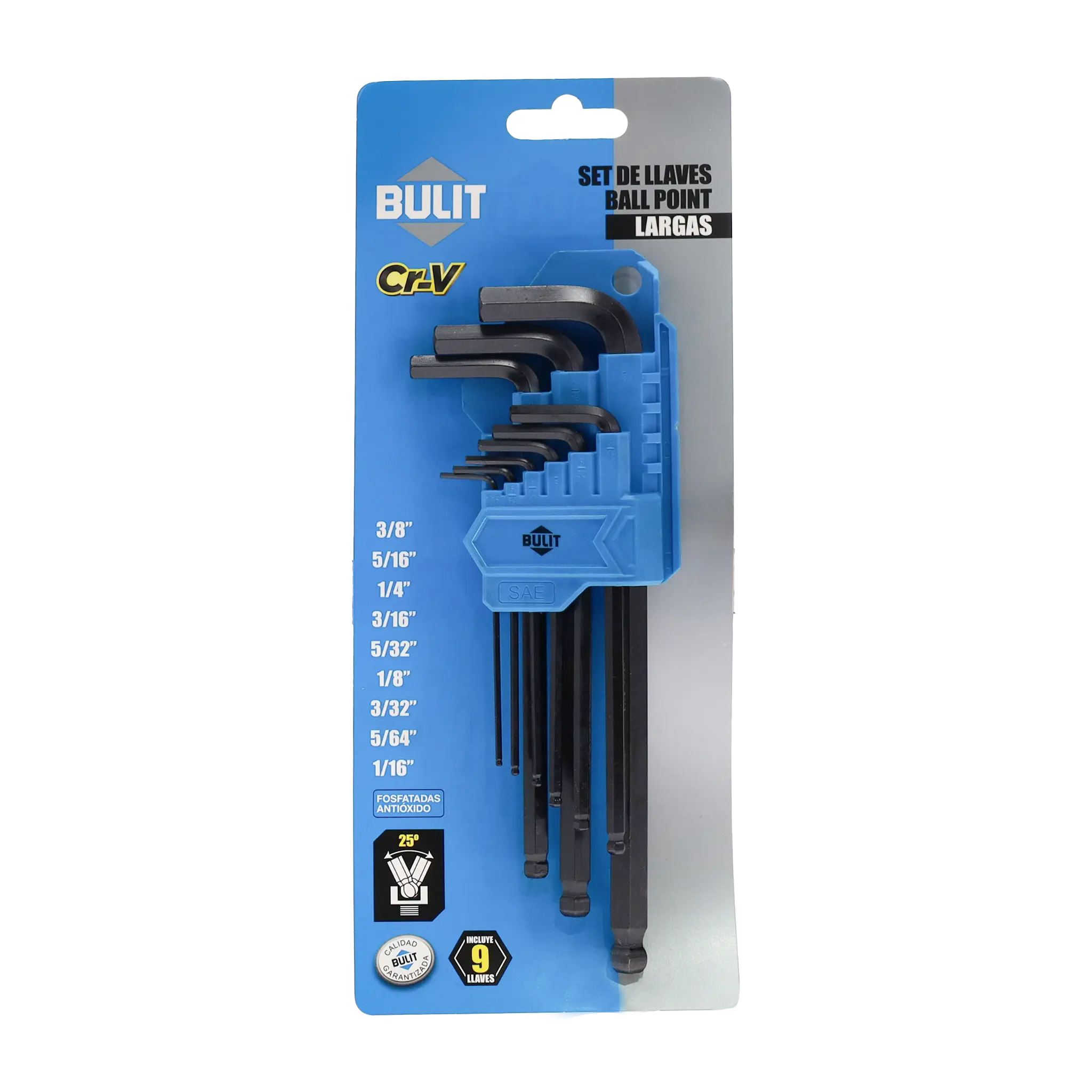 Set 9 Llaves Ball Point BULIT Fosfatadas Largas Pulgadas Bulit