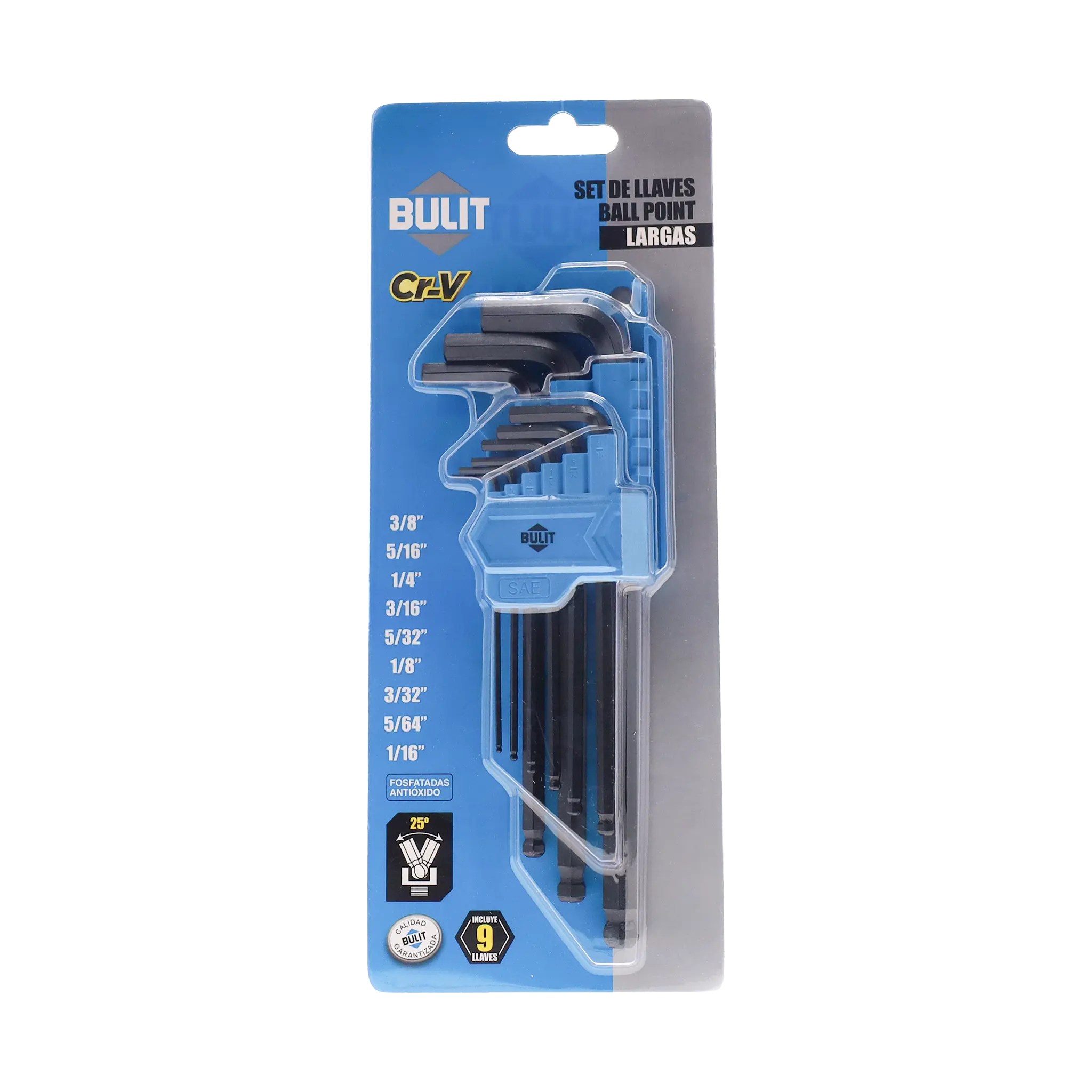 Set 9 Llaves Ball Point BULIT Fosfatadas Largas Pulgadas Bulit
