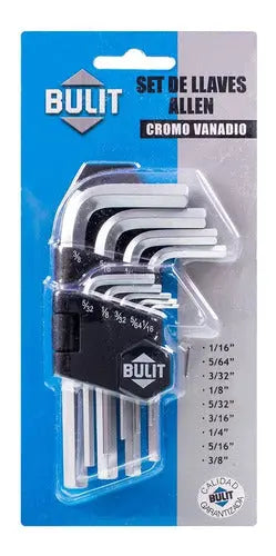 Set de llaves allen BULIT 9 piezas (pulgadas)- cromo vanadio