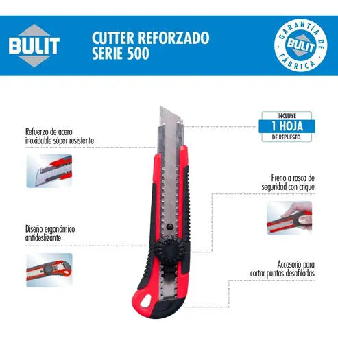 Cutter BULIT reforzado a rosca - serie 500 (incluye repuesto)