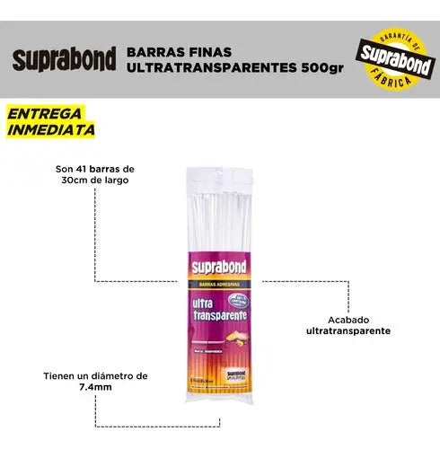 Barras Adhesivas Suprabond Hot Melt - Ultra Transparente 0,74 X 30cm - 41 Unidades