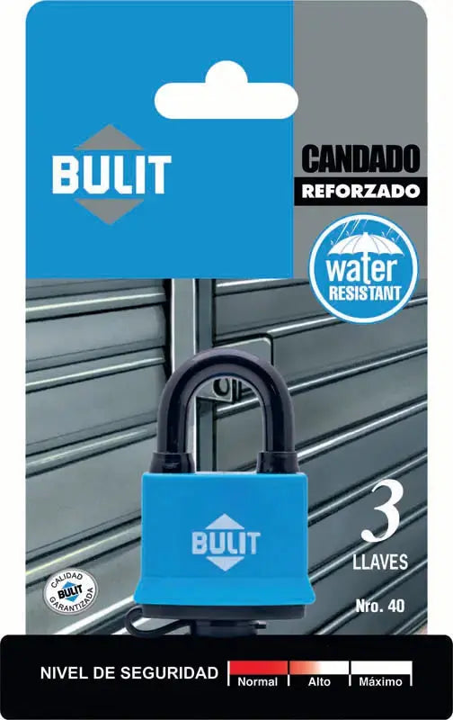 Candado Bulit Doble Traba Resistente al Agua - Intemperie 40mm Bulit