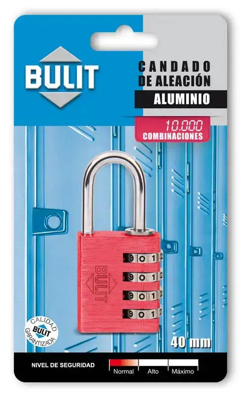 Candado de Aleación Aluminio 4 Comb N° 40 Rojo Bulit Bulit