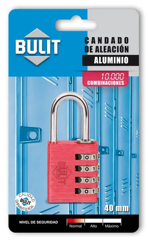 Candado de Aleación Aluminio 4 Comb N° 40 Rojo Bulit Bulit