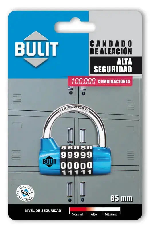 Candado de Aleación Bulit 10.000 Combinaciones 65mm Azul - CRAFTERS