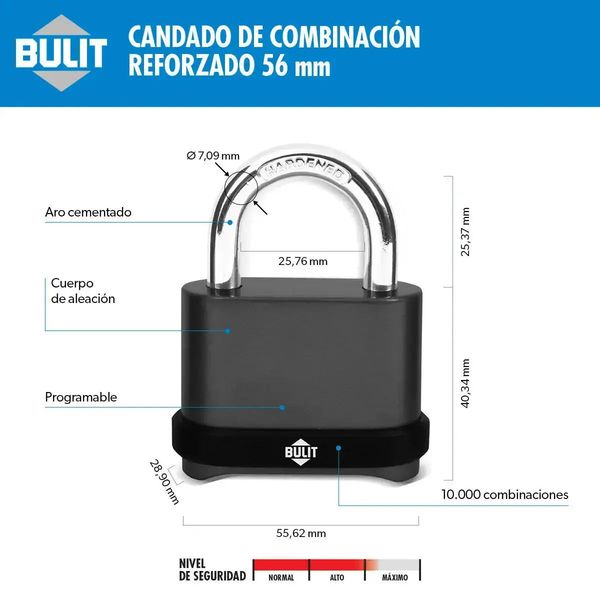 Candado de Combinación Reforzado Bulit Bulit