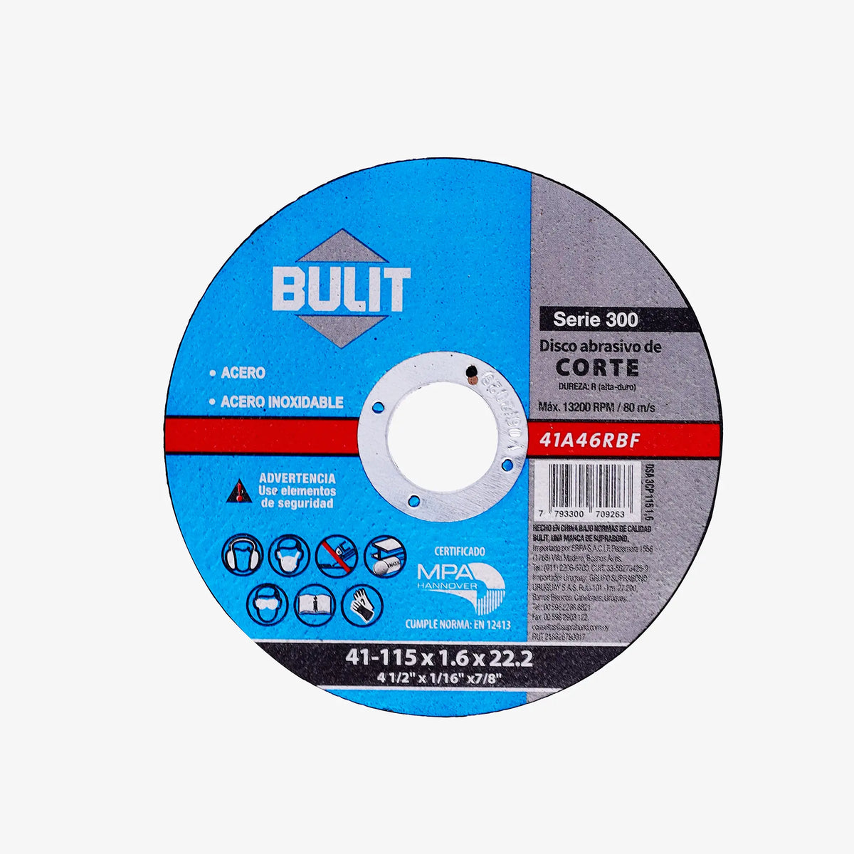 Disco Abrasivo de Corte BULIT Serie 300 115 mm X 1,6 mm X 22,2 mm (Copia) Bulit