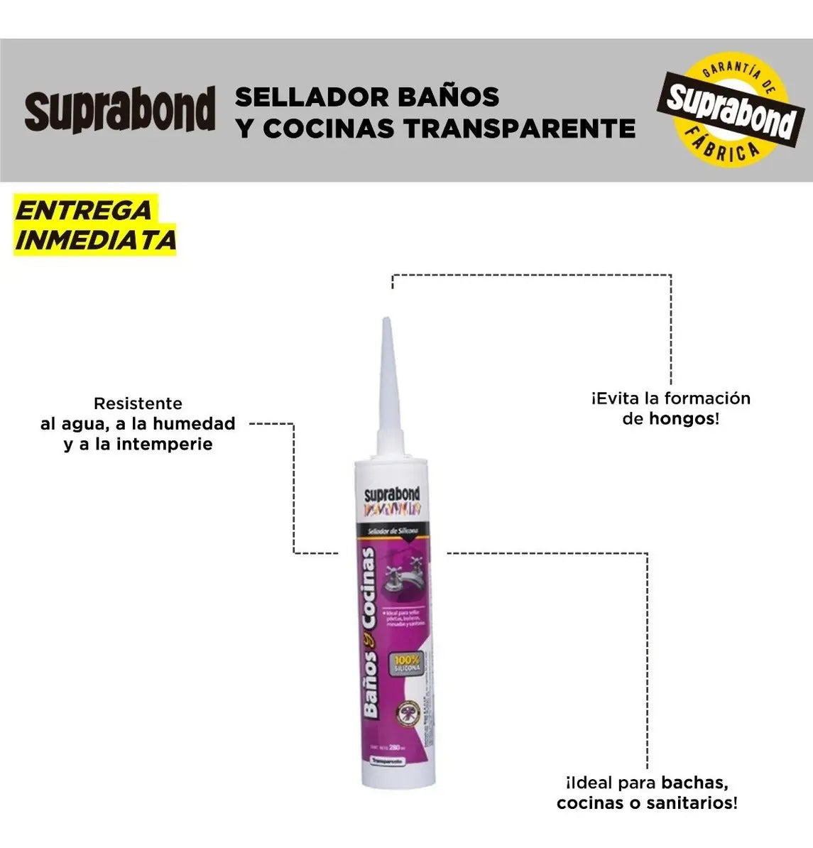 Sellador Suprabond Baños Cocinas 280ml Transparente Suprabond
