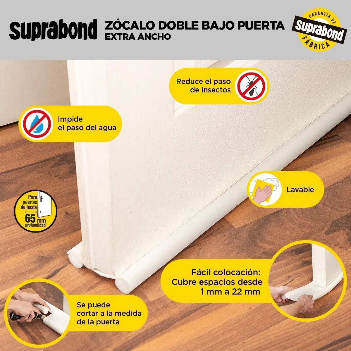 Zócalo Burlete Suprabond Doble Extra Ancho 95cm - Blanco Suprabond