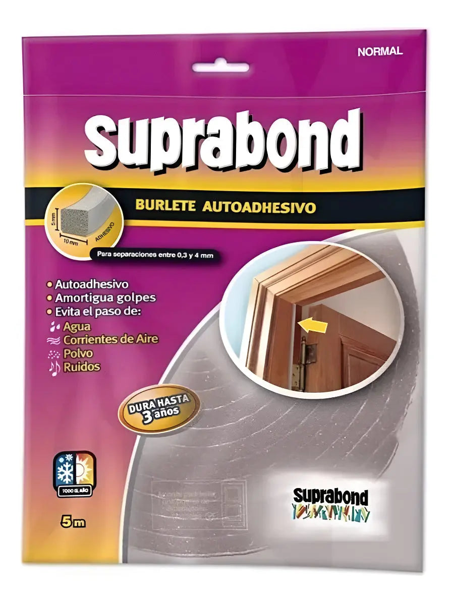 Burlete Suprabond Goma Espuma Normal Gris 5 Metros Suprabond