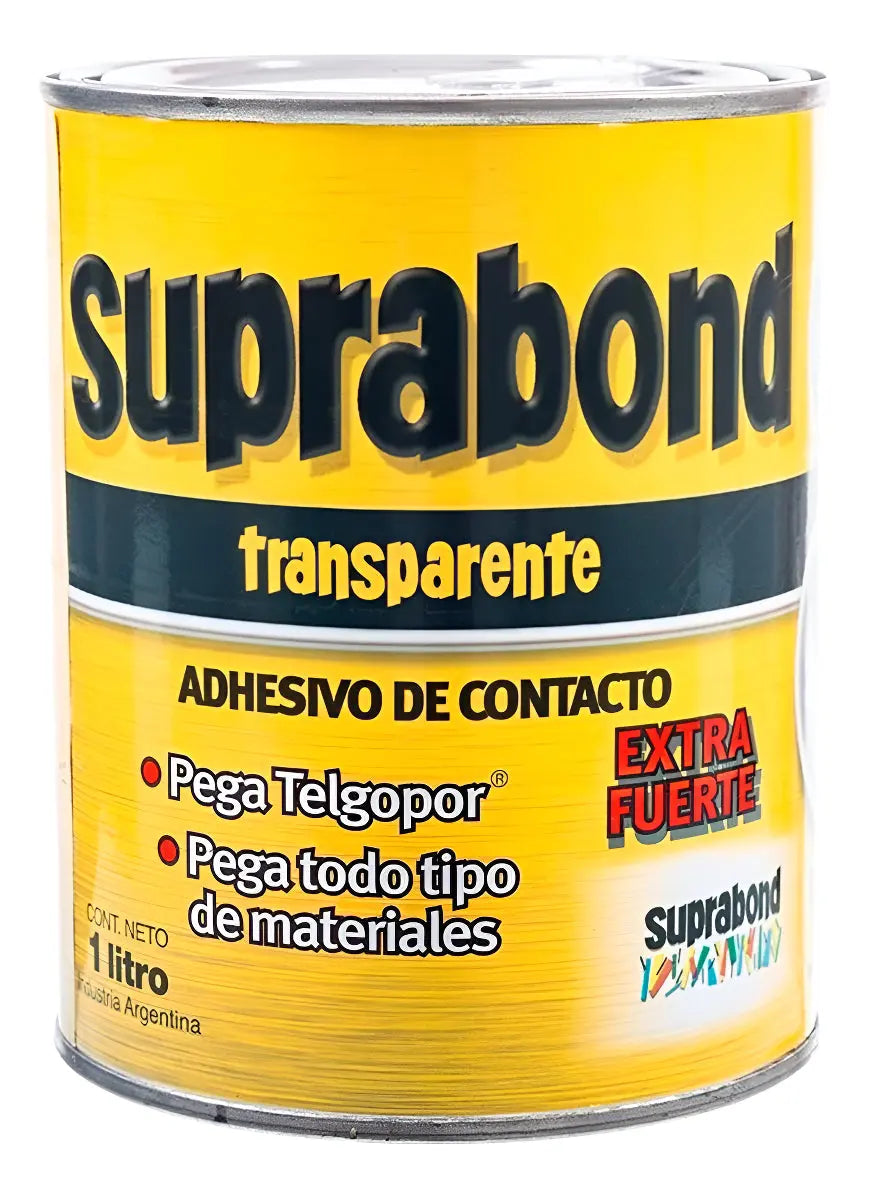 Adhesivo Suprabond Transparente Extra Fuerte en Lata 1 Litro Suprabond