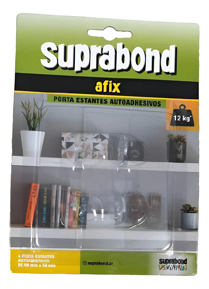 Porta Estantes Autoadhesivo Suprabond - 12 Kg Discretos Color Transparente Suprabond