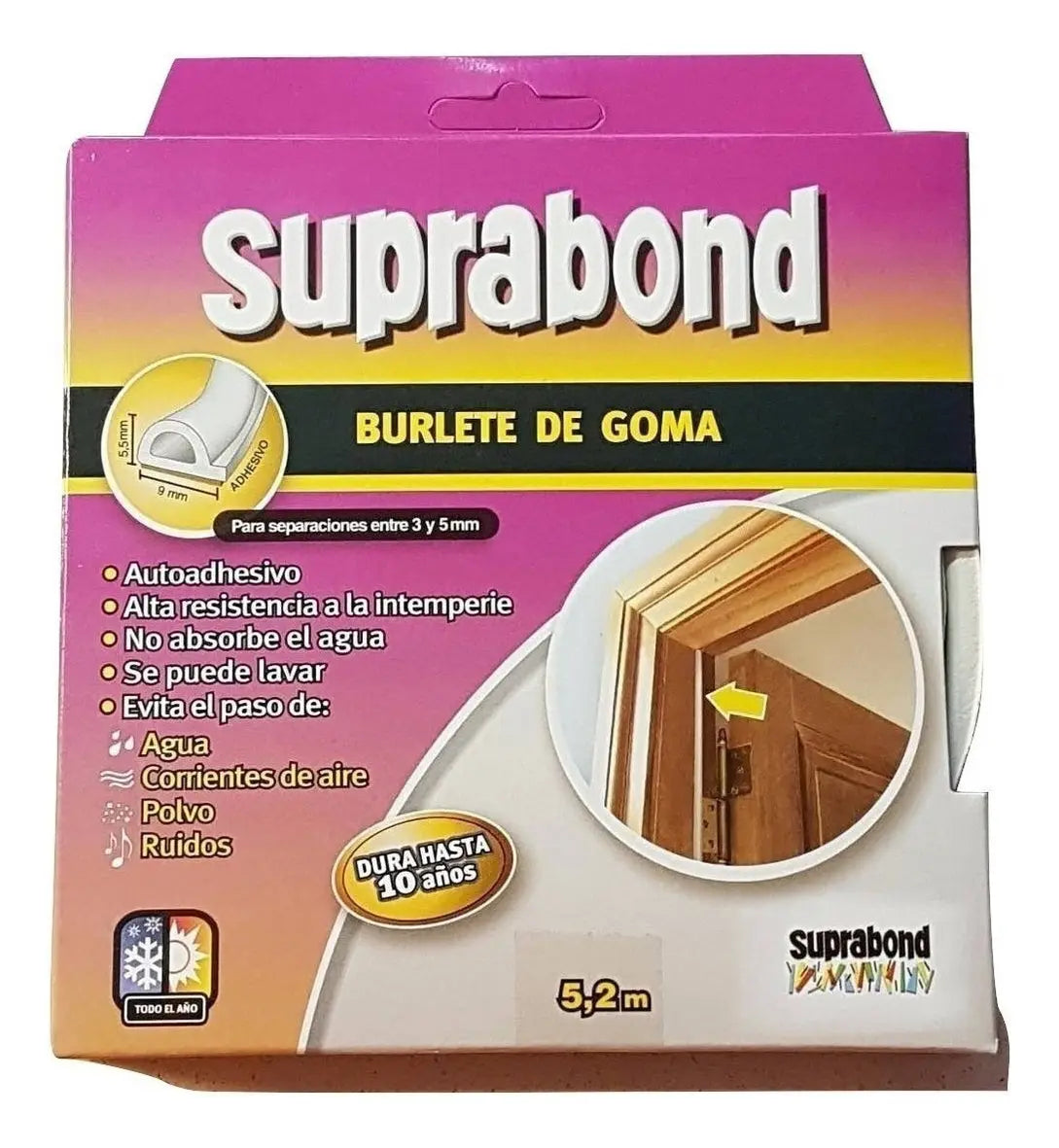 Burlete Autoadhesivo Suprabond de Goma Perfil P Color Marrón Suprabond