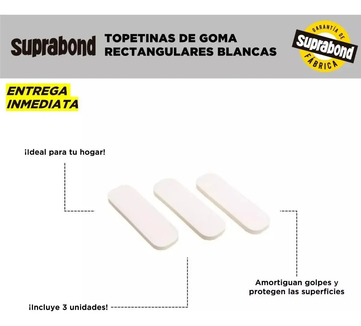 Topetina Suprabond de Goma Rectangular Blanca Suprabond