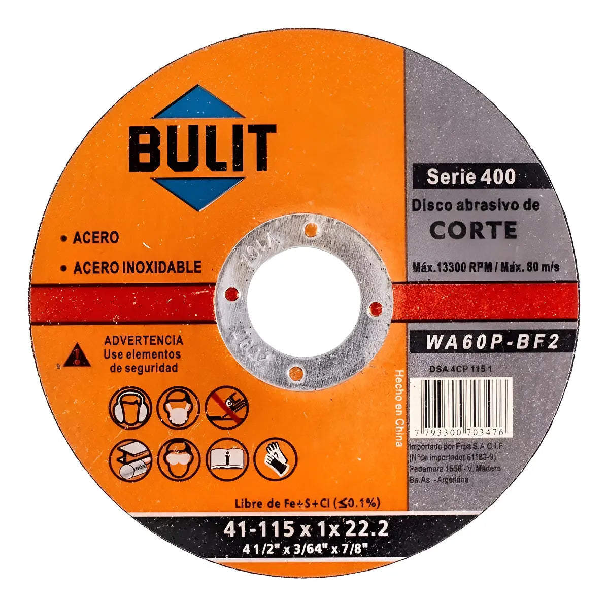 Disco de Corte BULIT para Amoladora Serie 400 115mm Bulit