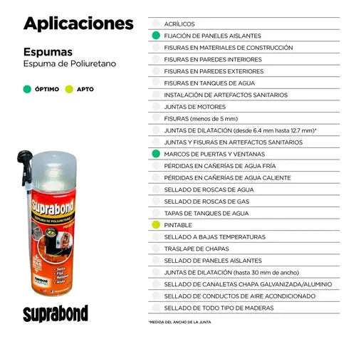 Espuma de Poliuretano Suprabond Premium - 500ml.