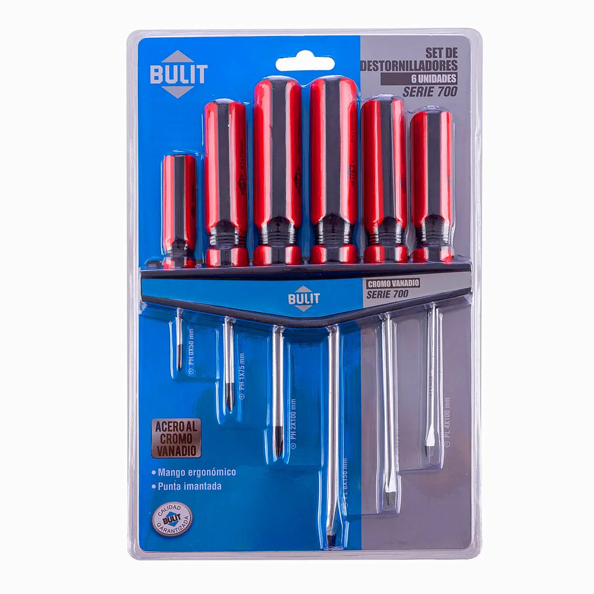 Combo BULIT 6 Destornilladores Phillips y Planos - Serie 700 Bulit