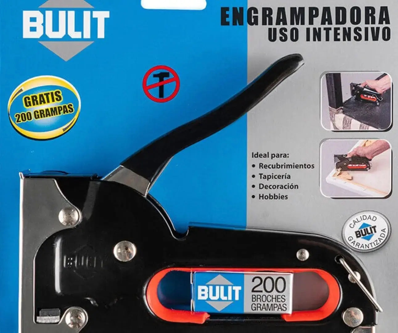 Engrampadora Bulit Reforzada Uso Intensivo + 200 Grampas Bulit
