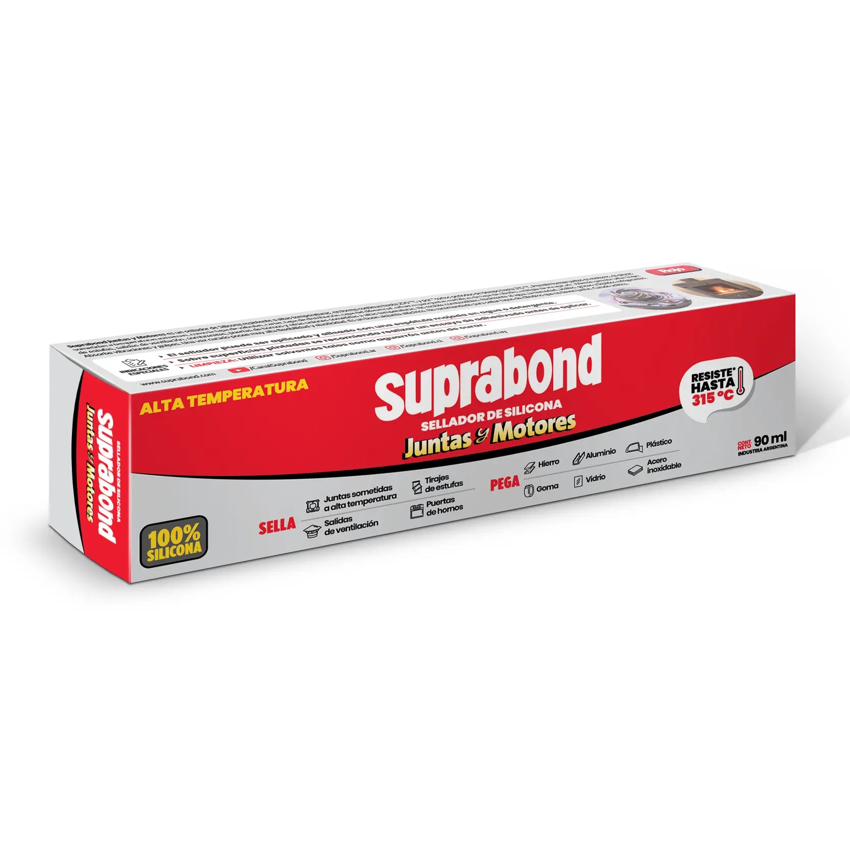 Sellador de Silicona Suprabond para Juntas y Motores - Rojo 90ml Suprabond