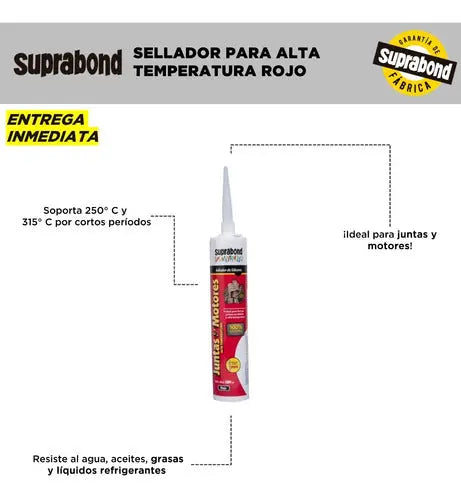 Sellador de Silicona Suprabond para Juntas y Motores - Rojo 280ml