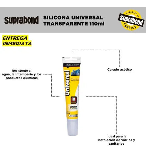 Sellador de Silicona Suprabond Universal - Transparente 110ml Pomo