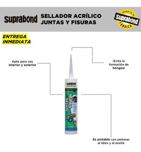 Sellador Suprabond Acrílico Premium Juntas y Fisuras - Transparente 280ml