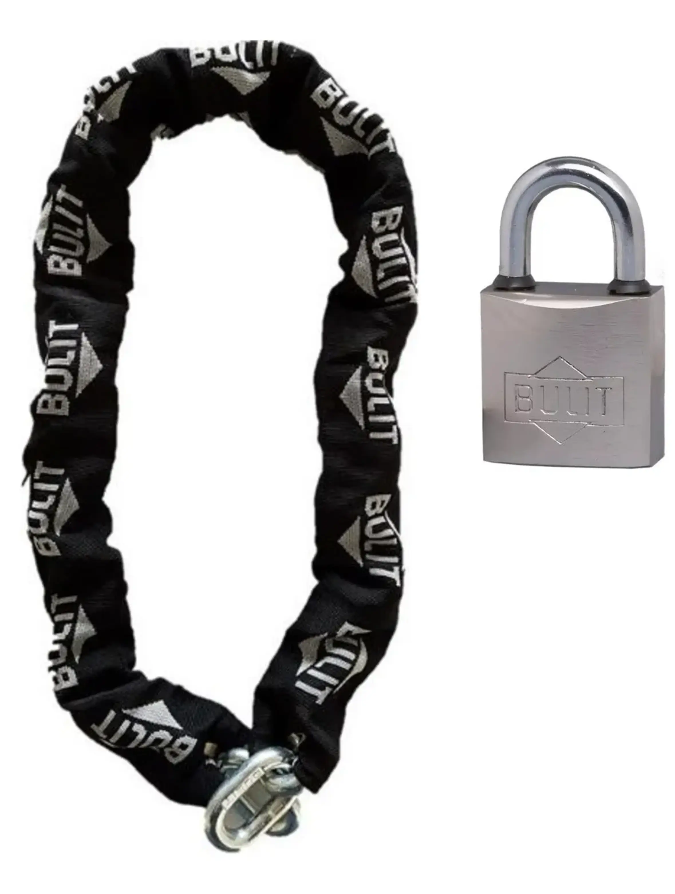 Cadena BULIT Aro Cementado 3/8 x 1 Metro + Candado 50 Acero Niquelado Bulit