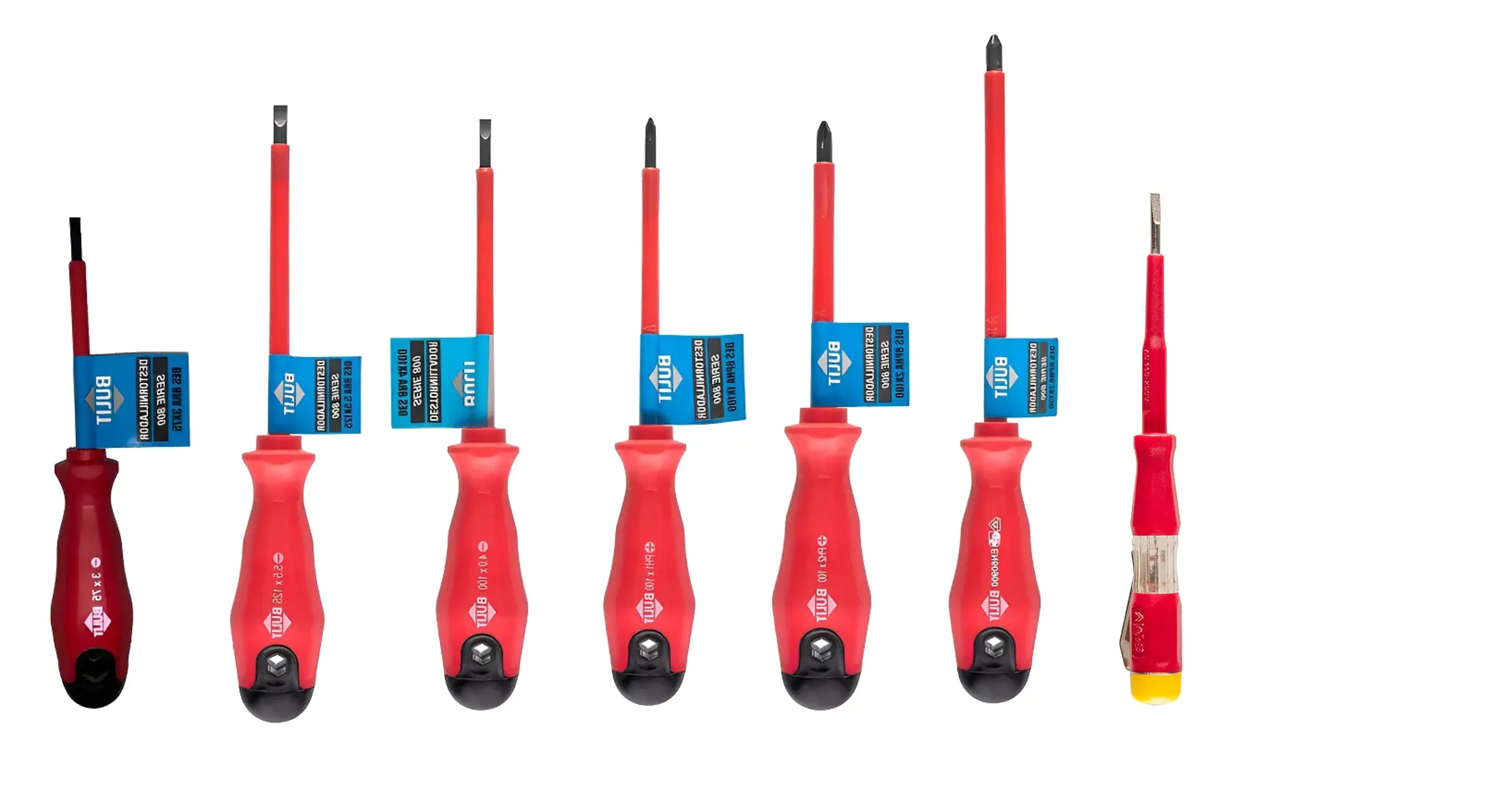 Combo Electricista BULIT - 6 Destornilladores Aislados Phillips Y Planos + Buscapolo Bulit
