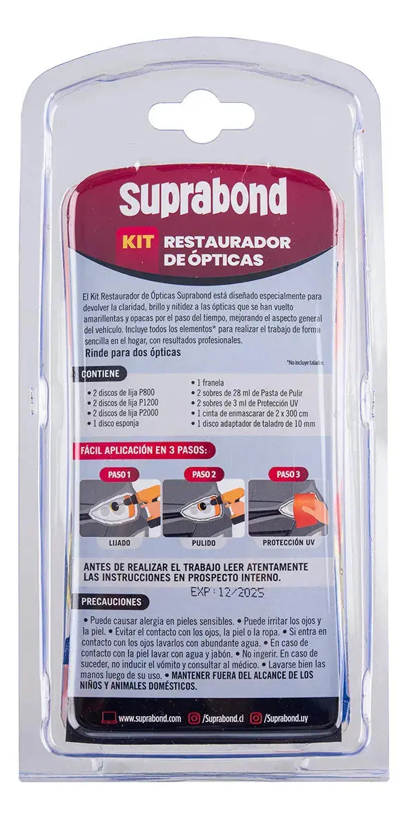 Kit Restaurador de Ópticas Suprabond - Pulido de Faros Suprabond