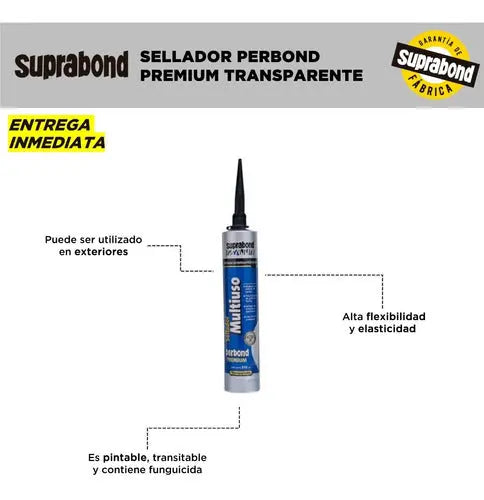 Sellador Suprabond Perbond Premium Transparente - Cartucho 310ml