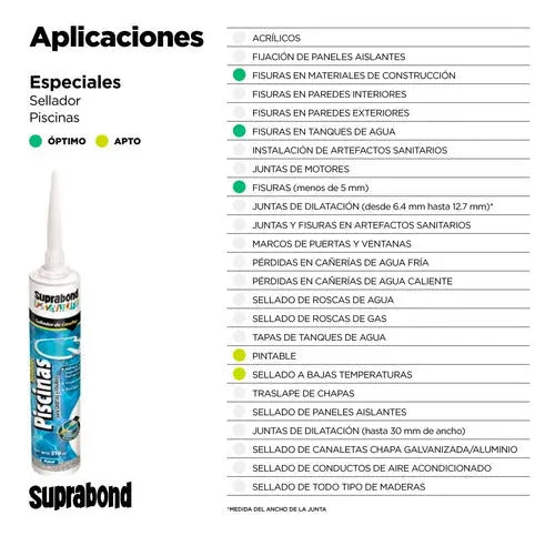 Sellador Piscinas Suprabond - Cartucho 310ml
