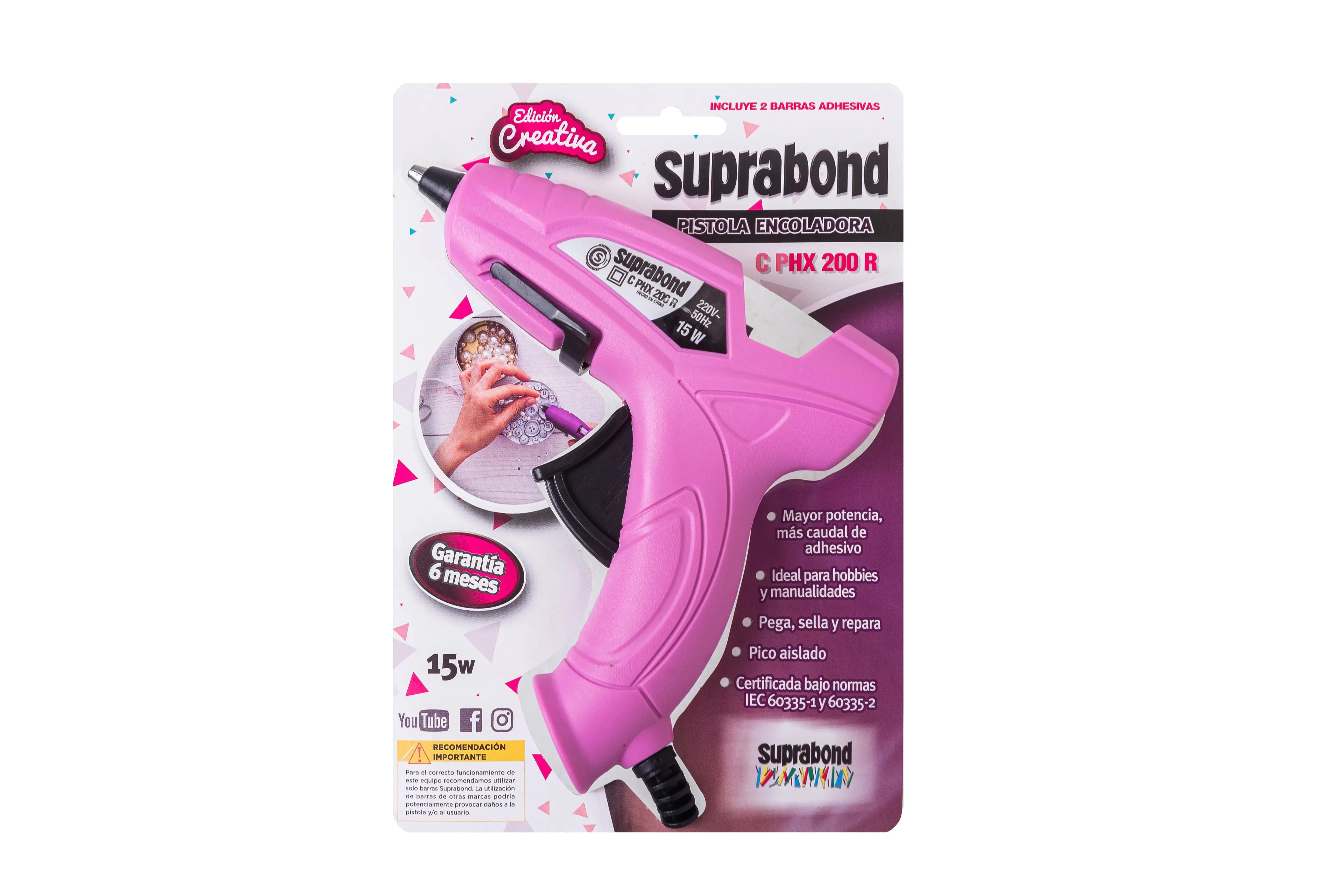 Pistola Encoladora Suprabond Hot Melt Modelo Hx 200 Rosa Suprabond