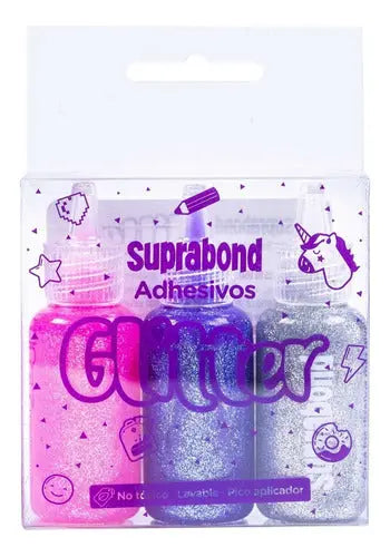 Adhesivo Suprabond Glitter - 3 Unidades de 20gr