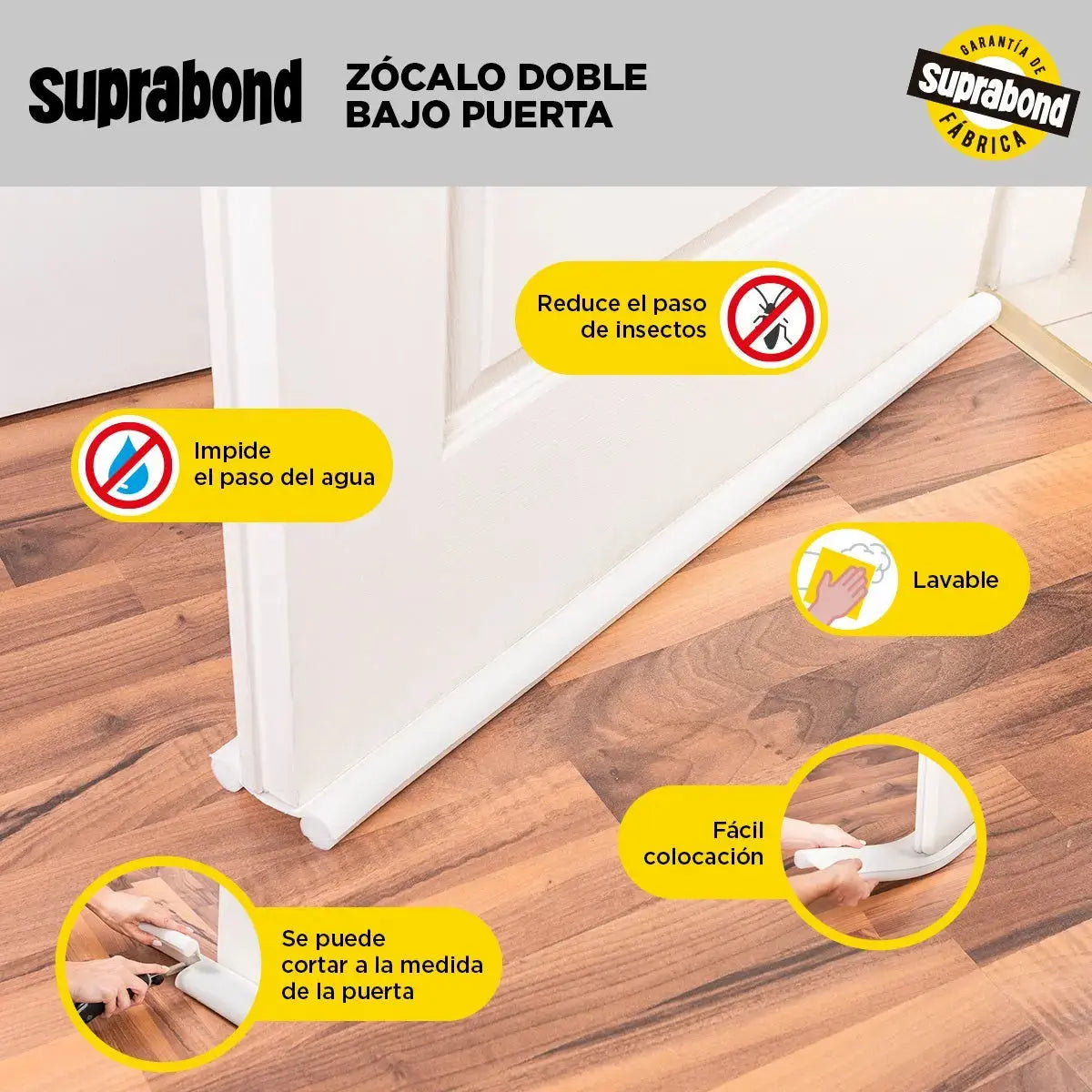 Zócalo Burlete Suprabond Doble Bajo Puerta 95cm - Blanco Suprabond