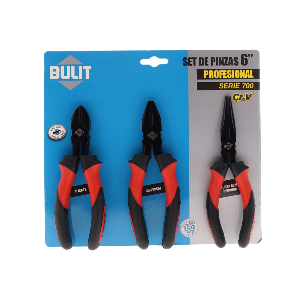 Set de Pinzas BULIT Profesionales Serie 700 - 3 Unidades