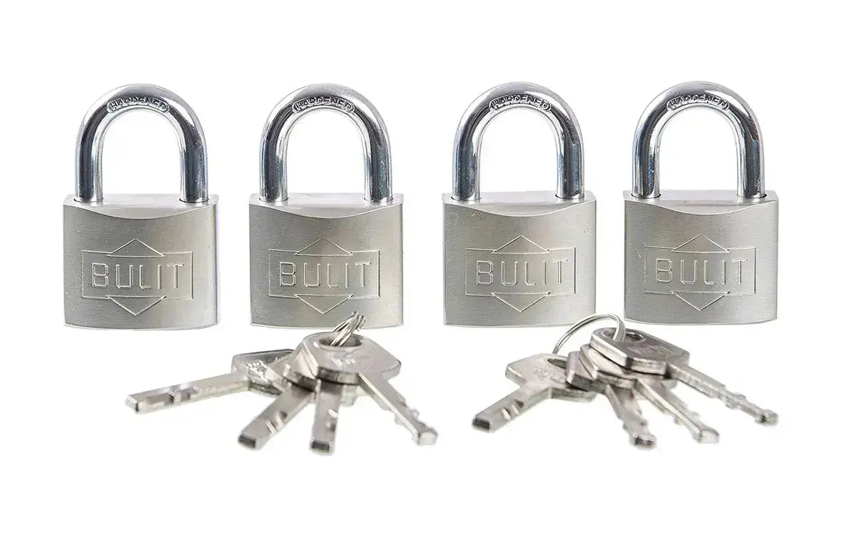 4 Candados Hermanados Bulit Doble Traba A Bolilla + 8 Llaves Bulit