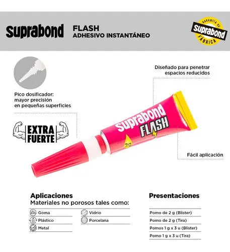 Adhesivo Suprabond Instantáneo Flash - 1g X 3 Unidades Blíster