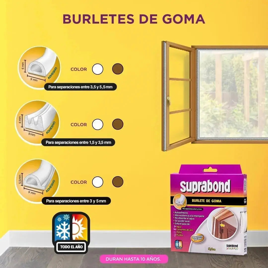 Burlete Suprabond de Goma para Ventanas - Blanco Suprabond