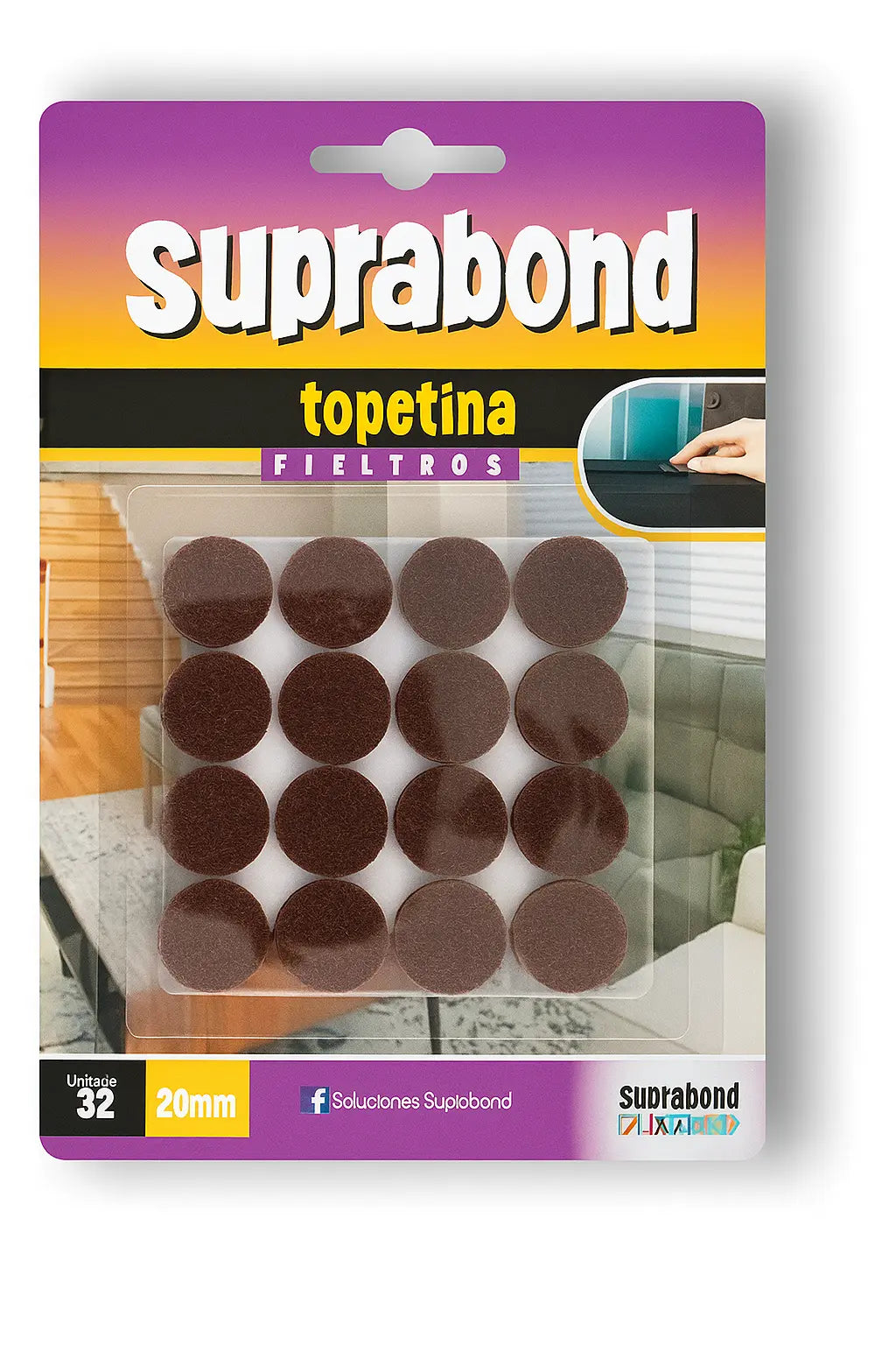 Topetina Suprabond de Fieltro Marrón Circular 20mm Suprabond