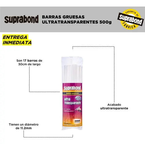Barras Adhesivas Suprabond Hot Melt - Ultra Transparente 1,12 X 30cm - 17 Unidades