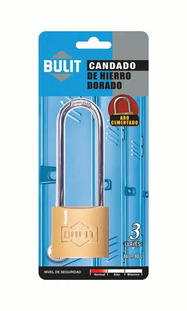Candado de Hierro Dorado Bulit N° 40 Aro Largo Bulit