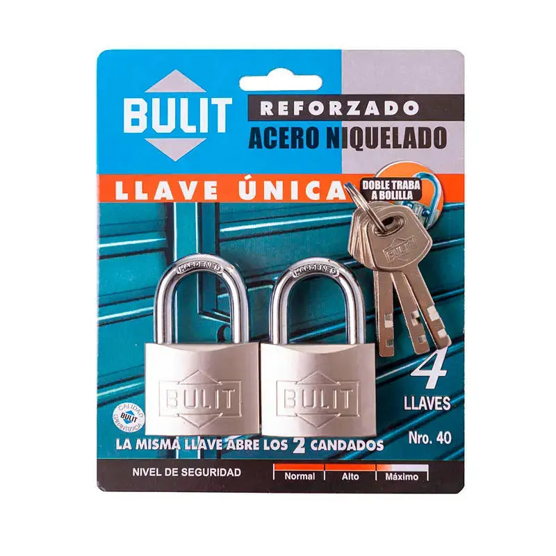 Candados Hermanados Bulit - Doble Traba a Bolilla N°40 Bulit