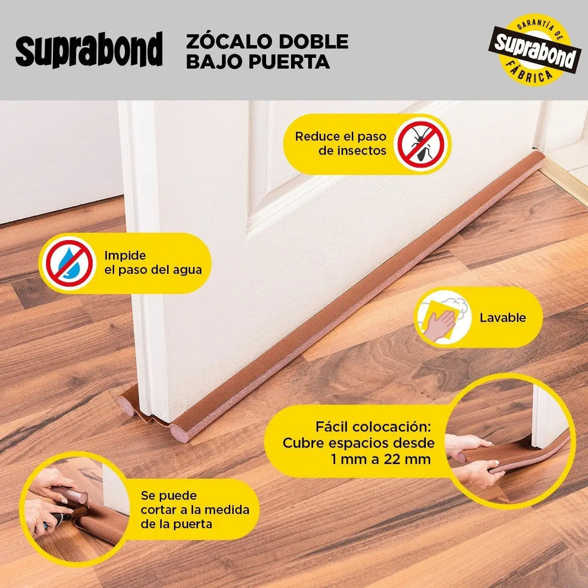 Zócalo Burlete Suprabond Doble Bajo Puerta 95cm - Marrón Suprabond
