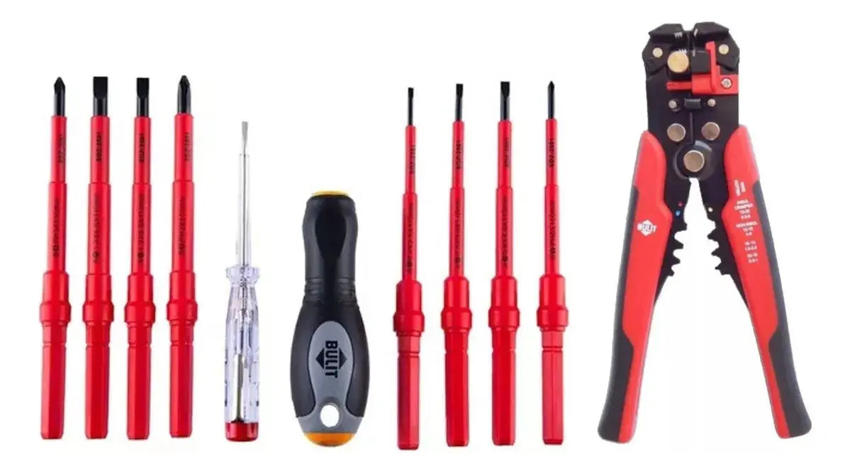 Combo BULIT Kit de destornilladores Aislados 9 en 1 con Buscapolo + Pelacables Bulit