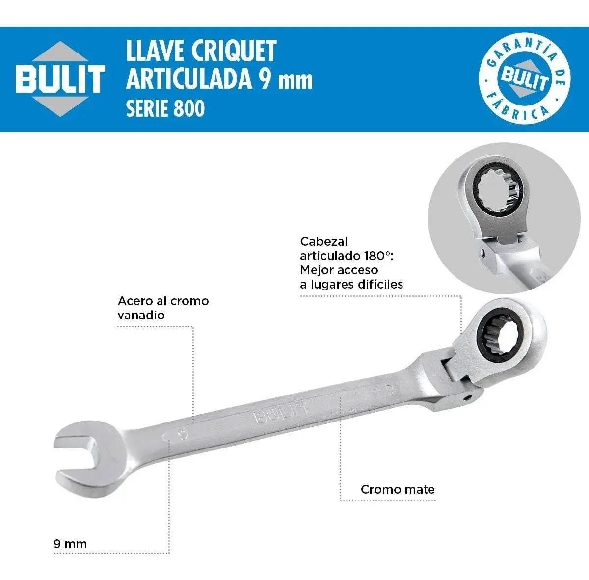Llave Criquet Articulada BULIT Serie 800 9mm Bulit