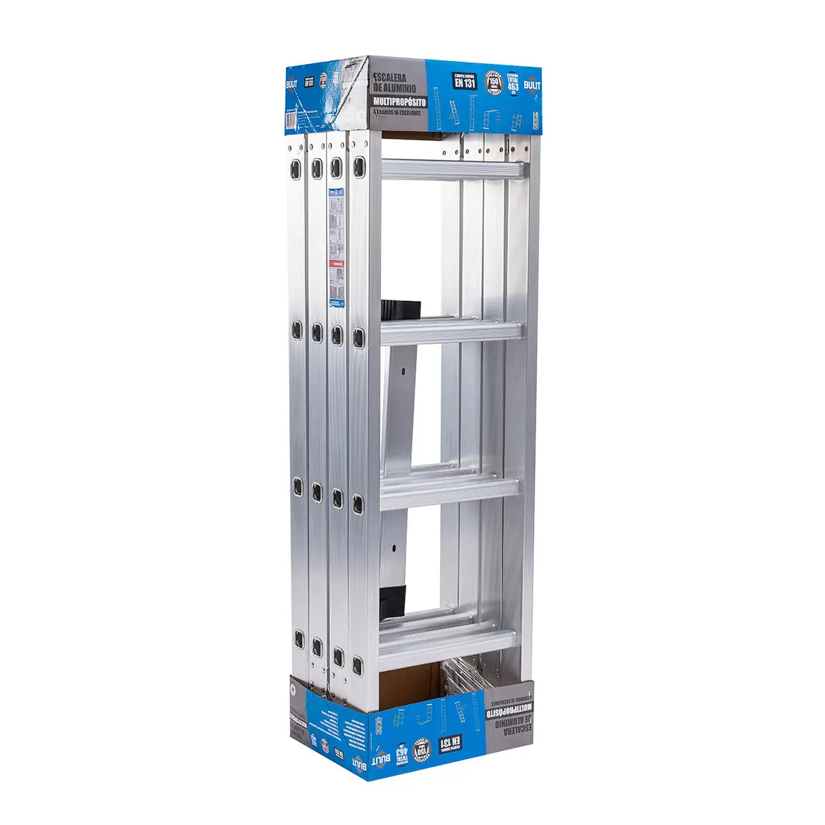 Escalera multipropósito BULIT aluminio 4 tramos x 4 escalones - 150 kg. Bulit