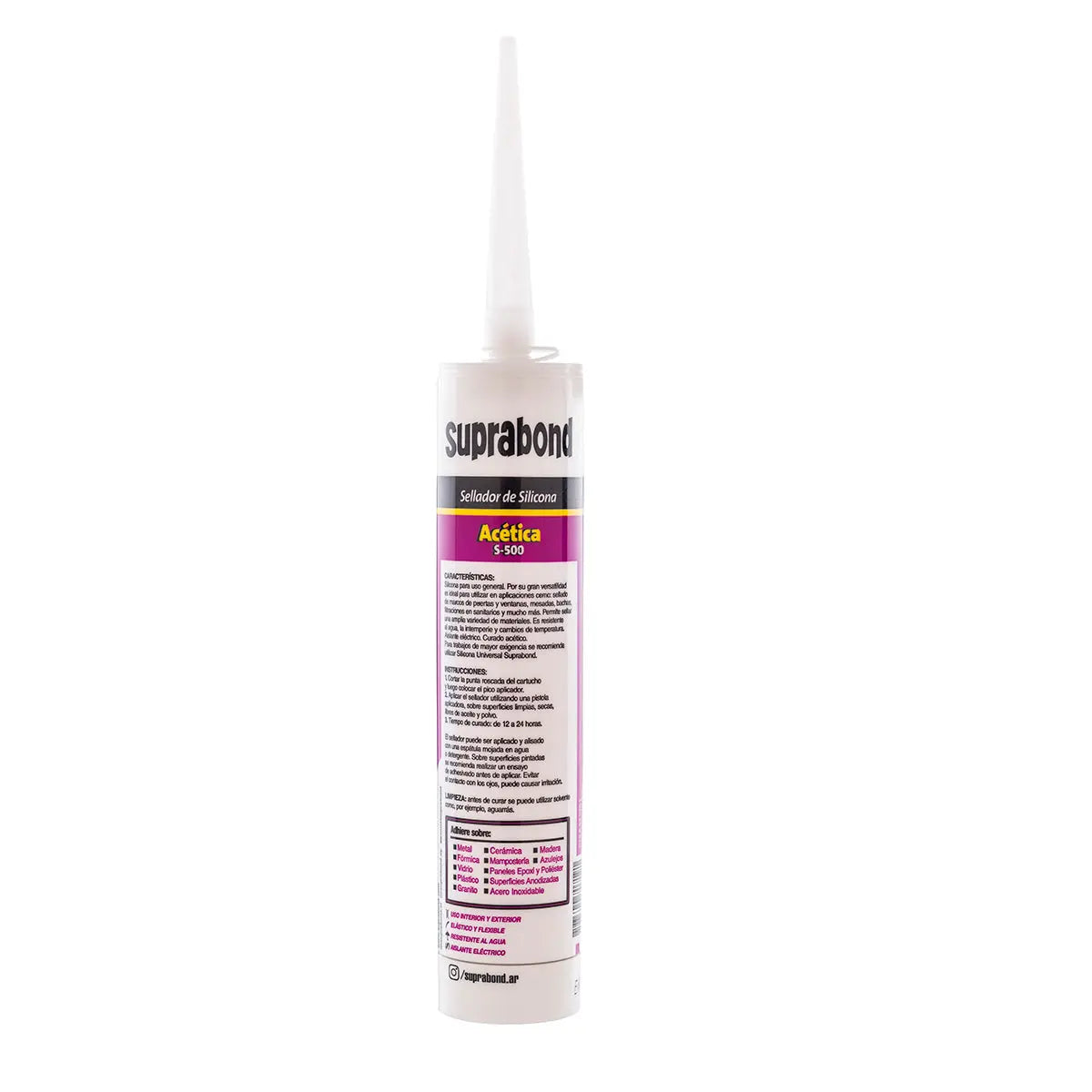 Sellador de Silicona Suprabond Acética S - 500 - Transparente 280ml Suprabond