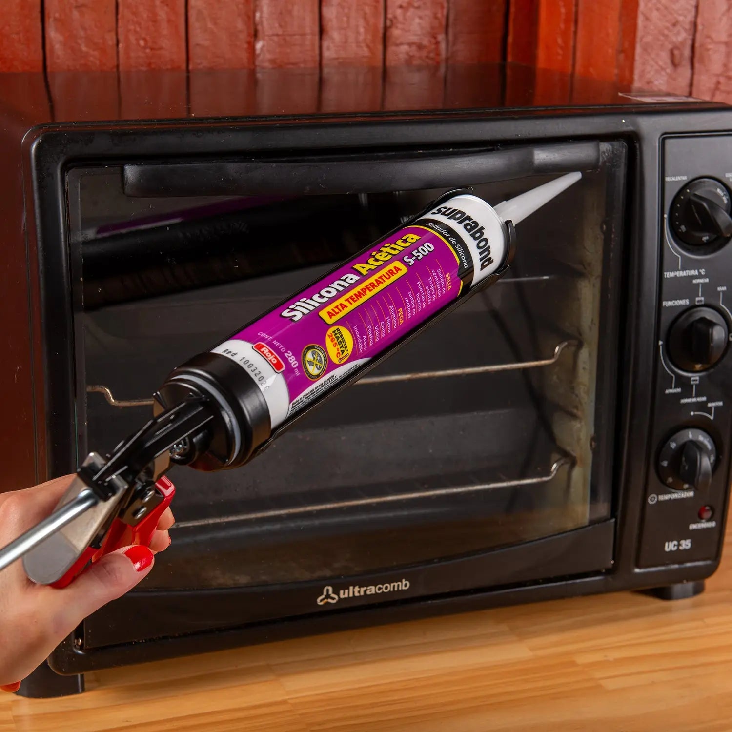 Sellador de Silicona Suprabond Acética S - 500 Alta Temperatura 280ml Roja Suprabond